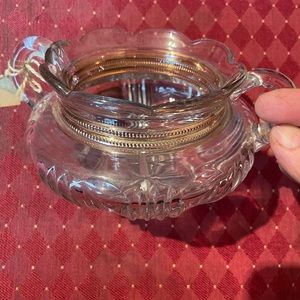 Antique Cut Crystal Tureen, Gold Leaf Trim